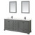 Wyndham WCS202080DGBC2UNSM24 Deborah 80 Inch Double Bathroom Vanity in Dark Gray, Carrara Cultured Marble Countertop, Undermount Square Sinks, Matte Black Trim, 24 Inch Mirrors