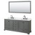 Wyndham WCS202080DGBCMUNSM70 Deborah 80 Inch Double Bathroom Vanity in Dark Gray, White Carrara Marble Countertop, Undermount Square Sinks, Matte Black Trim, 70 Inch Mirror