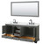 Wyndham WCS202080DGBCMUNSM70 Deborah 80 Inch Double Bathroom Vanity in Dark Gray, White Carrara Marble Countertop, Undermount Square Sinks, Matte Black Trim, 70 Inch Mirror