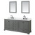 Wyndham WCS202080DGBCMUNSM24 Deborah 80 Inch Double Bathroom Vanity in Dark Gray, White Carrara Marble Countertop, Undermount Square Sinks, Matte Black Trim, 24 Inch Mirrors