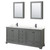 Wyndham WCS202080DGBC2UNSMED Deborah 80 Inch Double Bathroom Vanity in Dark Gray, Carrara Cultured Marble Countertop, Undermount Square Sinks, Matte Black Trim, Medicine Cabinets