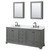 Wyndham WCS202080DGBCMUNOMED Deborah 80 Inch Double Bathroom Vanity in Dark Gray, White Carrara Marble Countertop, Undermount Oval Sinks, Matte Black Trim, Medicine Cabinets