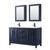 Wyndham WCV252560DBBWCUNSMED Daria 60 Inch Double Bathroom Vanity in Dark Blue, White Cultured Marble Countertop, Undermount Square Sinks, Matte Black Trim, Medicine Cabinets