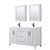 Wyndham WCV252560DWBWCUNSMED Daria 60 Inch Double Bathroom Vanity in White, White Cultured Marble Countertop, Undermount Square Sinks, Matte Black Trim, Medicine Cabinets