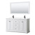 Wyndham WCV232360DWBWCUNSM58 Avery 60 Inch Double Bathroom Vanity in White, White Cultured Marble Countertop, Undermount Square Sinks, Matte Black Trim, 58 Inch Mirror Wyndham WCV232360DWBWCUNSM58 Avery 60 Inch Double Bathroom Vanity in White, White Cultured Marble Countertop, Undermount Square Sinks, Matte Black Trim, 58 Inch Mirror