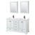 Wyndham WCS202060DWBWCUNSMED Deborah 60 Inch Double Bathroom Vanity in White, White Cultured Marble Countertop, Undermount Square Sinks, Matte Black Trim, Medicine Cabinets