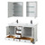 Wyndham WCS202060DWBWCUNSMED Deborah 60 Inch Double Bathroom Vanity in White, White Cultured Marble Countertop, Undermount Square Sinks, Matte Black Trim, Medicine Cabinets