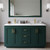 Wyndham WCF292960DGDWCUNSM58 Miranda 60 Inch Double Bathroom Vanity in Green, White Cultured Marble Countertop, Undermount Square Sinks, Brushed Gold Trim, 58 Inch Mirror