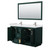 Wyndham WCF292960DGEWCUNSM58 Miranda 60 Inch Double Bathroom Vanity in Green, White Cultured Marble Countertop, Undermount Square Sinks, Brushed Nickel Trim, 58 Inch Mirror