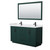 Wyndham WCF292960DGKWCUNSM58 Miranda 60 Inch Double Bathroom Vanity in Green, White Cultured Marble Countertop, Undermount Square Sinks, Matte Black Trim, 58 Inch Mirror