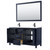 Wyndham WCV252560DBBWCUNSM58 Daria 60 Inch Double Bathroom Vanity in Dark Blue, White Cultured Marble Countertop, Undermount Square Sinks, Matte Black Trim, 58 Inch Mirror
