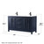 Wyndham WCV252560DBBWCUNSM58 Daria 60 Inch Double Bathroom Vanity in Dark Blue, White Cultured Marble Countertop, Undermount Square Sinks, Matte Black Trim, 58 Inch Mirror