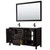 Wyndham WCV252560DEBWCUNSM58 Daria 60 Inch Double Bathroom Vanity in Dark Espresso, White Cultured Marble Countertop, Undermount Square Sinks, Matte Black Trim, 58 Inch Mirror