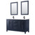 Wyndham WCV252560DBBWCUNSM24 Daria 60 Inch Double Bathroom Vanity in Dark Blue, White Cultured Marble Countertop, Undermount Square Sinks, Matte Black Trim, 24 Inch Mirrors