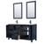 Wyndham WCV252560DBBWCUNSM24 Daria 60 Inch Double Bathroom Vanity in Dark Blue, White Cultured Marble Countertop, Undermount Square Sinks, Matte Black Trim, 24 Inch Mirrors
