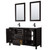 Wyndham WCV252560DEBWCUNSM24 Daria 60 Inch Double Bathroom Vanity in Dark Espresso, White Cultured Marble Countertop, Undermount Square Sinks, Matte Black Trim, 24 Inch Mirrors