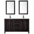 Wyndham WCV252560DEBWCUNSM24 Daria 60 Inch Double Bathroom Vanity in Dark Espresso, White Cultured Marble Countertop, Undermount Square Sinks, Matte Black Trim, 24 Inch Mirrors