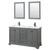 Wyndham WCS202060DGBWCUNSM24 Deborah 60 Inch Double Bathroom Vanity in Dark Gray, White Cultured Marble Countertop, Undermount Square Sinks, Matte Black Trim, 24 Inch Mirrors