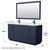 Wyndham WCF292966DBBWCUNSM58 Miranda 66 Inch Double Bathroom Vanity in Dark Blue, White Cultured Marble Countertop, Undermount Square Sinks, Matte Black Trim, 58 Inch Mirror