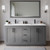 Wyndham WCF292966DGBWCUNSM58 Miranda 66 Inch Double Bathroom Vanity in Dark Gray, White Cultured Marble Countertop, Undermount Square Sinks, Matte Black Trim, 58 Inch Mirror