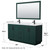 Wyndham WCF292966DGKWCUNSM58 Miranda 66 Inch Double Bathroom Vanity in Green, White Cultured Marble Countertop, Undermount Square Sinks, Matte Black Trim, 58 Inch Mirror