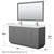 Wyndham WCF292966DKGWCUNSM58 Miranda 66 Inch Double Bathroom Vanity in Dark Gray, White Cultured Marble Countertop, Undermount Square Sinks, Brushed Nickel Trim, 58 Inch Mirror