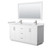 Wyndham WCF292966DWHWCUNSM58 Miranda 66 Inch Double Bathroom Vanity in White, White Cultured Marble Countertop, Undermount Square Sinks, Brushed Nickel Trim, 58 Inch Mirror
