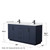 Wyndham WCF292966DBBWCUNSMXX Miranda 66 Inch Double Bathroom Vanity in Dark Blue, White Cultured Marble Countertop, Undermount Square Sinks, Matte Black Trim