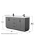 Wyndham WCF292966DGBWCUNSMXX Miranda 66 Inch Double Bathroom Vanity in Dark Gray, White Cultured Marble Countertop, Undermount Square Sinks, Matte Black Trim