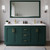 Wyndham WCF292966DGDWCUNSMXX Miranda 66 Inch Double Bathroom Vanity in Green, White Cultured Marble Countertop, Undermount Square Sinks, Brushed Gold Trim