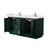 Wyndham WCF292966DGEWCUNSMXX Miranda 66 Inch Double Bathroom Vanity in Green, White Cultured Marble Countertop, Undermount Square Sinks, Brushed Nickel Trim