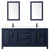Wyndham WCV252580DBBWCUNSM24 Daria 80 Inch Double Bathroom Vanity in Dark Blue, White Cultured Marble Countertop, Undermount Square Sinks, Matte Black Trim, 24 Inch Mirrors