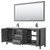 Wyndham WCV252580DGBWCUNSM70 Daria 80 Inch Double Bathroom Vanity in Dark Gray, White Cultured Marble Countertop, Undermount Square Sinks, Matte Black Trim, 70 Inch Mirror