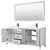 Wyndham WCV252580DWBWCUNSM70 Daria 80 Inch Double Bathroom Vanity in White, White Cultured Marble Countertop, Undermount Square Sinks, Matte Black Trim, 70 Inch Mirror