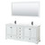Wyndham WCS202080DWBWCUNSM70 Deborah 80 Inch Double Bathroom Vanity in White, White Cultured Marble Countertop, Undermount Square Sinks, Matte Black Trim, 70 Inch Mirror