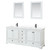 Wyndham WCS202080DWBWCUNSM24 Deborah 80 Inch Double Bathroom Vanity in White, White Cultured Marble Countertop, Undermount Square Sinks, Matte Black Trim, 24 Inch Mirrors