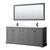 Wyndham WCV232380DGBWCUNSM70 Avery 80 Inch Double Bathroom Vanity in Dark Gray, White Cultured Marble Countertop, Undermount Square Sinks, Matte Black Trim, 70 Inch Mirror