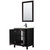 Wyndham WCV252530SEBC2UNSM24 Daria 30 Inch Single Bathroom Vanity in Dark Espresso, Carrara Cultured Marble Countertop, Undermount Square Sink, Matte Black Trim, 24 Inch Mirror