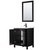 Wyndham WCV252530SEBWCUNSM24 Daria 30 Inch Single Bathroom Vanity in Dark Espresso, White Cultured Marble Countertop, Undermount Square Sink, Matte Black Trim, 24 Inch Mirror