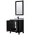 Wyndham WCV252530SEBCMUNSM24 Daria 30 Inch Single Bathroom Vanity in Dark Espresso, White Carrara Marble Countertop, Undermount Square Sink, Matte Black Trim, 24 Inch Mirror