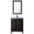 Wyndham WCV252530SEBCMUNSM24 Daria 30 Inch Single Bathroom Vanity in Dark Espresso, White Carrara Marble Countertop, Undermount Square Sink, Matte Black Trim, 24 Inch Mirror