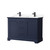 Wyndham WCV232348DBBWCUNSMXX Avery 48 Inch Double Bathroom Vanity in Dark Blue, White Cultured Marble Countertop, Undermount Square Sinks, Matte Black Trim