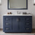 Wyndham WCF292954SBNC2UNSM46 Miranda 54 Inch Single Bathroom Vanity in Dark Blue, Carrara Cultured Marble Countertop, Undermount Square Sink, Brushed Nickel Trim, 46 Inch Mirror