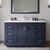 Wyndham WCF292954SBNWCUNSM46 Miranda 54 Inch Single Bathroom Vanity in Dark Blue, White Cultured Marble Countertop, Undermount Square Sink, Brushed Nickel Trim, 46 Inch Mirror