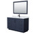 Wyndham WCF292954SBBCMUNSM46 Miranda 54 Inch Single Bathroom Vanity in Dark Blue, White Carrara Marble Countertop, Undermount Square Sink, Matte Black Trim, 46 Inch Mirror