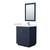 Wyndham WCF111130SBNC2UNSM24 Icon 30 Inch Single Bathroom Vanity in Dark Blue, Carrara Cultured Marble Countertop, Undermount Square Sink, Brushed Nickel Trim, 24 Inch Mirror