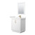 Wyndham WCF111130SWZC2UNSM24 Icon 30 Inch Single Bathroom Vanity in White, Carrara Cultured Marble Countertop, Undermount Square Sink, Satin Bronze Trim, 24 Inch Mirror