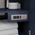Wyndham WCF111142SBNCMUNSM34 Icon 42 Inch Single Bathroom Vanity in Dark Blue, White Carrara Marble Countertop, Undermount Square Sink, Brushed Nickel Trim, 34 Inch Mirror