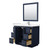 Wyndham WCF111142SBNC2UNSM34 Icon 42 Inch Single Bathroom Vanity in Dark Blue, Carrara Cultured Marble Countertop, Undermount Square Sink, Brushed Nickel Trim, 34 Inch Mirror