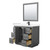 Wyndham WCF111142SGBC2UNSM34 Icon 42 Inch Single Bathroom Vanity in Dark Gray, Carrara Cultured Marble Countertop, Undermount Square Sink, Matte Black Trim, 34 Inch Mirror